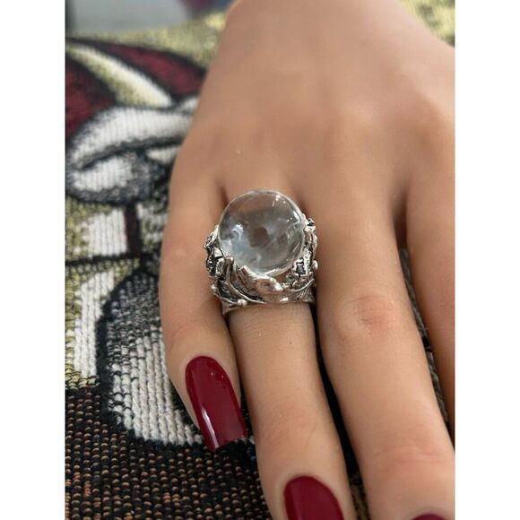SOLD Crystal Ball Open Back Ring - Picture 6 of 8